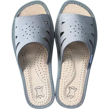 Dámská obuv Dámské kožené pantofle BABA PANTOFLE přírodní semiš, pohodlné prémiové pantofle, velikost 38