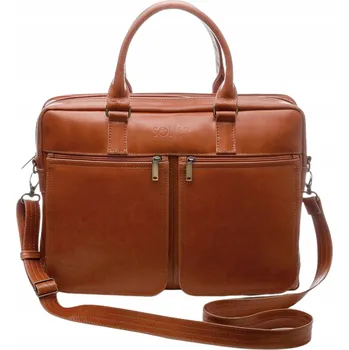 Pánská aktovka Pánská kožená taška na notebook 17 palců aktovka přes rameno hnědá Solier