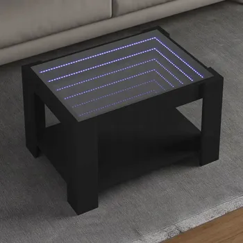 Konferenční stolek Konferenční stolek s LED, černý, 73x53x45 cm, dřevěný materiál