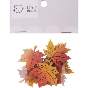 Dekorace Listí 3cm, 9ks dřevěné, barevné