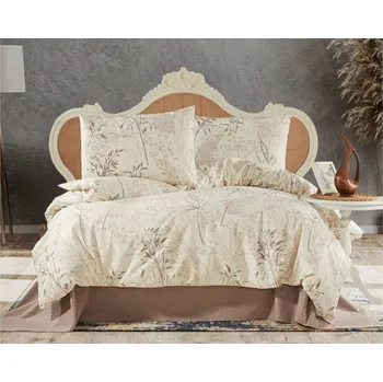 Povlečení Souprava 1+1 ložního bavlněného povlečení, Tráva béžová