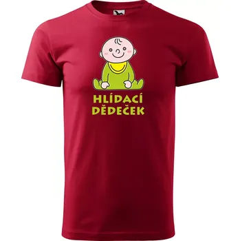 Pánská móda Sablio Tričko s potiskem Hlídací dědeček - červené S