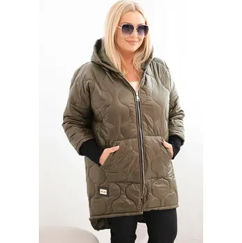 Dámská zimní bunda Plus Size prošívaná s kapucí khaki Barva: KHAKI, Velikost: universal