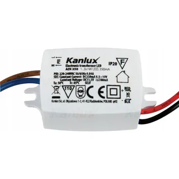 Transformátor Kanlux LED zdroj s konstantním proudem 350mA 1-3W 0,5V-10V ADI 65 driver led