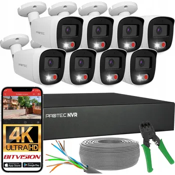 Bezpečnostní kamera Sada 8 IP PoE Kamer s Mikrofonem, Detekcí Osob a Vozidel, 8Mpx 4K (bez HDD)