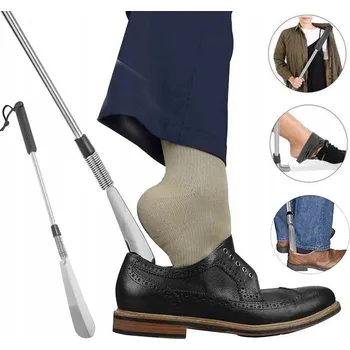 Lžíce na botu Dlouhá lžíce na boty 80 cm kovová odolná SILNÁ XXL SOLIDNÍ TELESKOPICKÁ