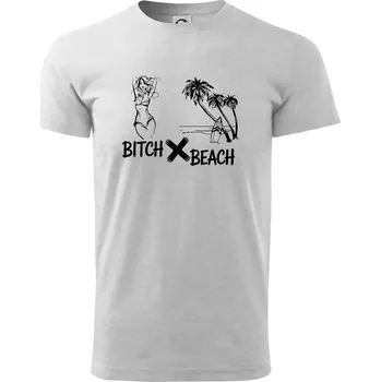 Pánské tričko Anglický slovníček - Bitch Beach - Triko extra velké (5-8XL) - 8XL ( Světlešedý Melír )