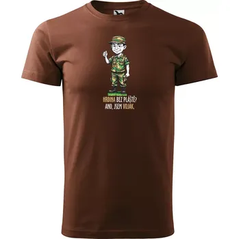 Pánské tričko Sablio Tričko s potiskem Ano, jsem voják - hnědé S