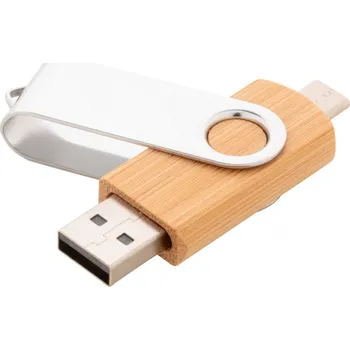 USB flash disk BooSpin OTG USB flash disk 5 Dřevěná část - vpředu, 10 x 10 Tampontisk, 1 barva