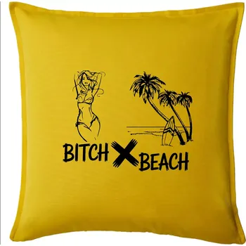 Polštář Anglický slovníček - Bitch Beach - Polštář 50x50 - 50x50 - Pouze potah ( Žlutá )