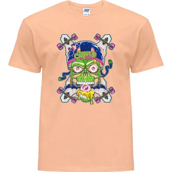 Pánské tričko panske_levne_tricko_potisk_Skull_Skate Barva: Orange neo - meruňková, velikost: L