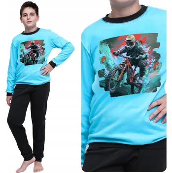 Dětské pyžamo pro chlapce, dlouhé, teplé, HRUBÁ BAVLNA, barevné, BMX 128