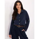 Tmavě modrá dámská manšestrová košile se zapínáním na knoflíky IT-KS-22390.81-dark blue Velikost: ONE SIZE