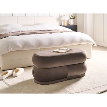 Taburet Sametový taburet hnědý velký oválný stylová lavička moderní obývací pokoj ložnice dekorace Beliani