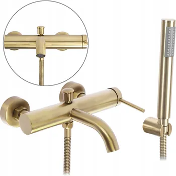 Vodovodní baterie Dvoukohoutková nástěnná vanová baterie Rea Spot zlatá