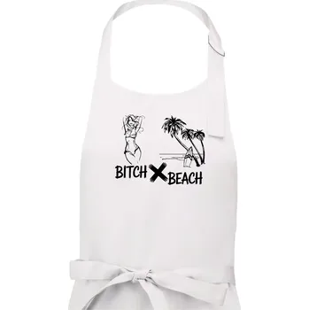 Kuchyňská zástěra Anglický slovníček - Bitch Beach - Dámská zástěra na vaření - Univerzální velikost ( Bílá )
