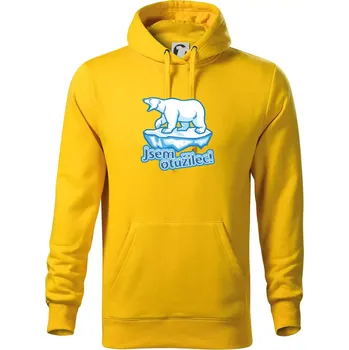 Pánská mikina Jsem otužilec - medvěd - Mikina pánská Cape s kapucí - M ( Žlutá )