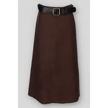 Dámská sukně Dlouhá sukně s páskem WAY 24483 barva: hnědá tmavá