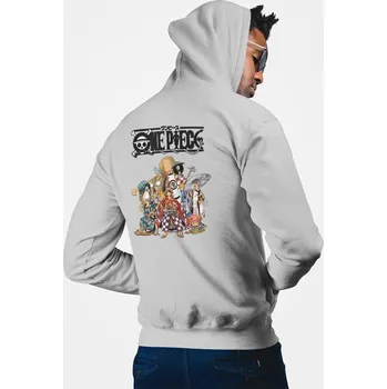 Pánská mikina D&B Unisex Mikina s kapucí na zip ZIPMO00038 One Piece Světle šedá - Velikost M