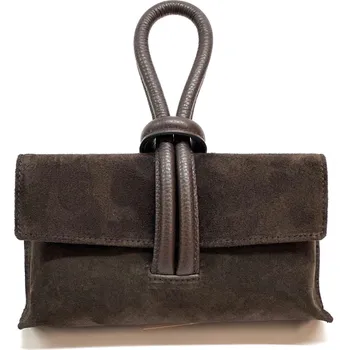 Kabelka Stylová kabelka z broušené kůže 6528-c, Itálie barva: hnědá tmavá