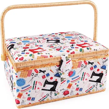 Organizér galanterie Kazeta / košík na šití čalouněný, krejčovský motiv Varianta: 1 červená, Balení: 1 ks