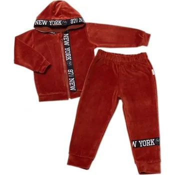 Mamatti Dětská tepláková souprava Velvet zapínání na zip, Fox, hnědá, vel. 62 - 80 (9-12m)