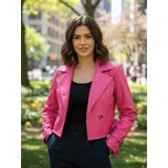 Dámská croptop koženková bunda růžová , VELIKOST UNI ( S, M , L )