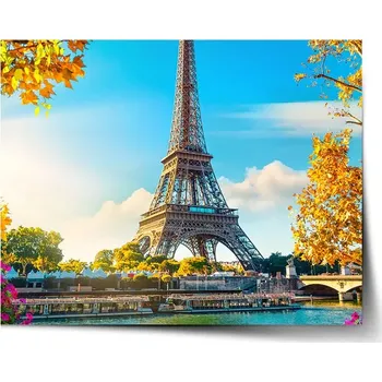 Plakát Sablio Plakát Paříž Eifellova věž Flowers - 60x40 cm