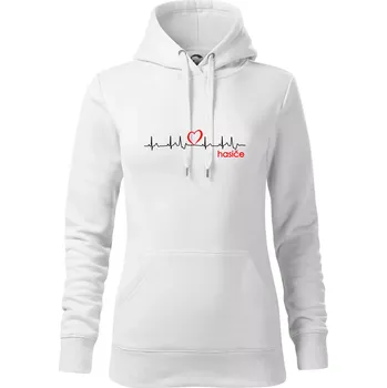 Dámská mikina Moje srdce bije pro hasiče - Mikina dámská Cape s kapucí - L ( Bílá )