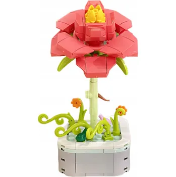 ostatní stavebnice ČERVENÁ KVĚTINA Z KOSTEK STAVEBNICE STAVEBNICE DÁREK KE DNI ŽEN