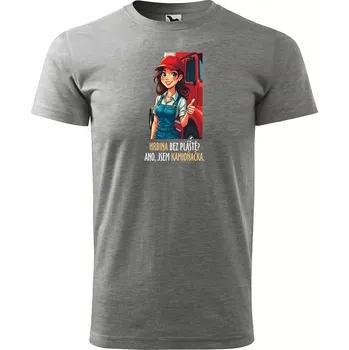 Sablio Tričko s potiskem Ano, jsem kamioňačka - šedé 2XL