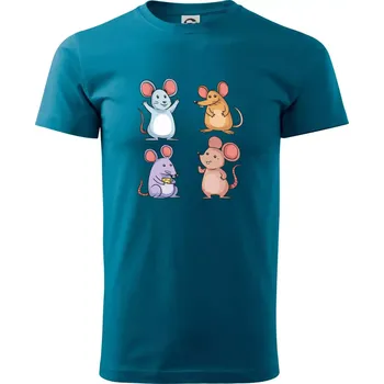 Barevné myši - Klasické pánské triko vyšší gramáže - S ( Petrolejová )