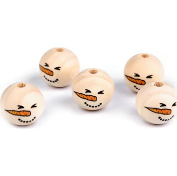 Dětské navlékací korálky Dřevěné korálky s obličejem sněhulák Ø20 mm