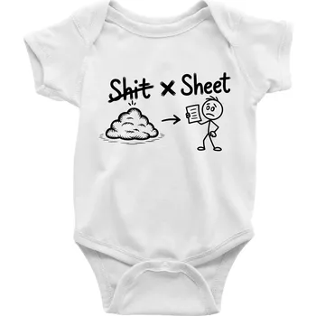 Kojenecké oblečení Anglický slovníček - Shit - Sheet - Body kojenecké s krátkým rukávem - Krátký r. 18-24 měs ( Bílá )