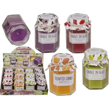 Svíčka Aromatická svíčka v džemové sklenici (různé vůně) - Borůvka