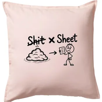 Polštář Anglický slovníček - Shit - Sheet - Polštář 50x50 - 50x50 - Pouze potah ( Světle růžová )