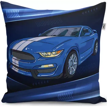 Polštář Sablio Polštář Mustang Modré pozadí s pruhy - 50x50 cm