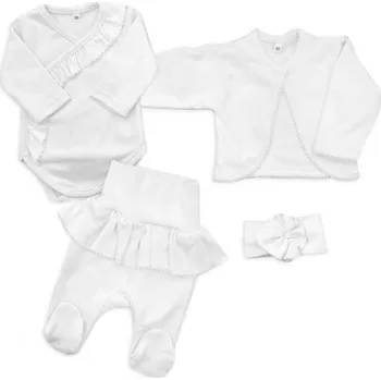 Kojenecká souprava Z&Z | 4-dílná bavlněná sada pro miminko do porodnice, bílá - 50 (0-1m)