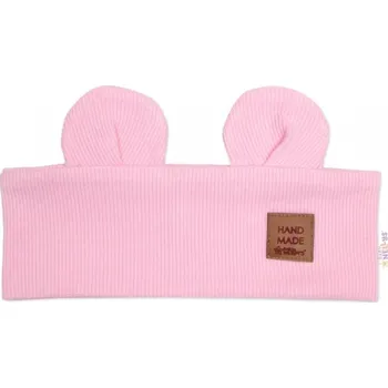 Zimní čelenka Baby Nellys | Čelenka Teddy s oušky pro děti Hand Made - růžová, 1-3 let - 86, 98 (1-3r)