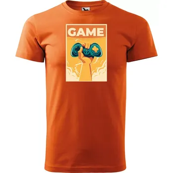 Pánské tričko Sablio Tričko s potiskem Ovládni svět - oranžové 5XL
