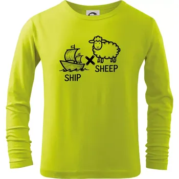 Dětská móda Anglický slovníček - Ship sheep - Triko dětské Long Sleeve - 122 cm/6 let ( Limetková )