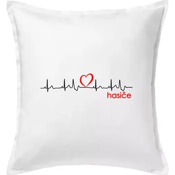 Polštář Moje srdce bije pro hasiče - Polštář 50x50 - 50x50 - Pouze potah ( Bílá )