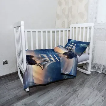 Povlečení Sablio Mikroplyšové dětské povlečení do postýlky Plachetnice mezi horami - 120x90 / 40x60