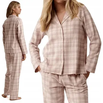 Dámské noční prádlo ATLANTIC NLP-505 Dámské pyžamo na knoflíky, domácí souprava 100% Bavlna - XXL