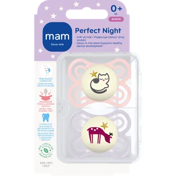 dudlíky mam dudlík Perfect Night 0+m, růžová/fialová