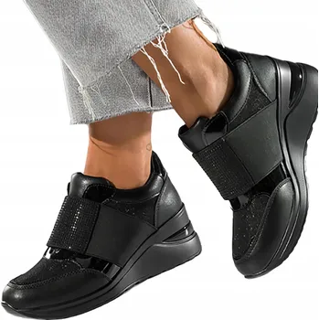 Dámské pantofle DÁMSKÉ NAZOUVÁKY NA KLÍNKU S OZDOBNOU GUMOU A CIRKONY vel. 37