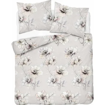 Povlečení Povlečení flanel 140x200 KVĚTY béžové, silné, 160 g