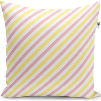 Polštář Sablio Polštář Růžové a žluté pruhy - 50x50 cm