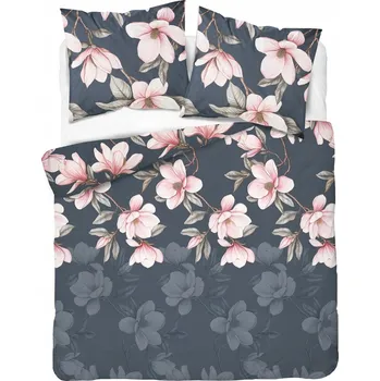 Povlečení Povlečení flanel 220x200 KVĚTY šedé SILNÉ 160 g