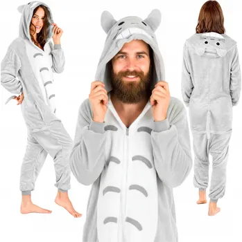 Pánské pyžamo Pánské teplé pyžamo Totoro kigurumi overal kombinéza s dlouhým rukávem zimní M